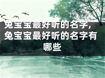 兔宝宝最好听的名字,兔宝宝最好听的名字有哪些