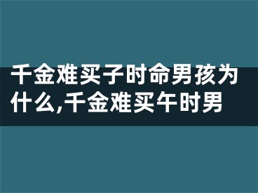 千金难买子时命男孩为什么,千金难买午时男