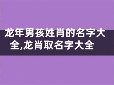 龙年男孩姓肖的名字大全,龙肖取名字大全