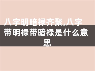 八字明暗禄齐聚,八字带明禄带暗禄是什么意思