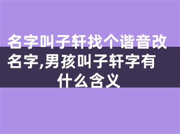 名字叫子轩找个谐音改名字,男孩叫子轩字有什么含义