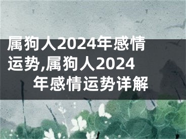 属狗人2024年感情运势,属狗人2024年感情运势详解