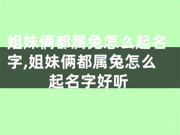 姐妹俩都属兔怎么起名字,姐妹俩都属兔怎么起名字好听