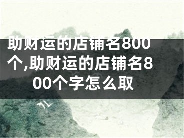 助财运的店铺名800个,助财运的店铺名800个字怎么取