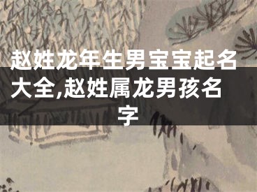 赵姓龙年生男宝宝起名大全,赵姓属龙男孩名字