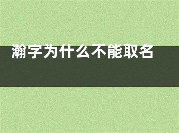  瀚字为什么不能取名 