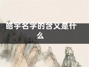  皓宇名字的含义是什么 