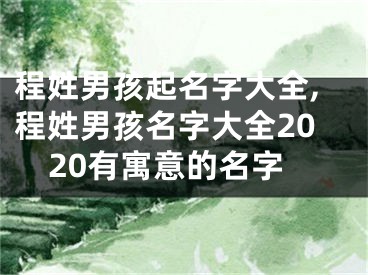 程姓男孩起名字大全,程姓男孩名字大全2020有寓意的名字