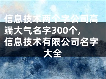 信息技术两个字公司高端大气名字300个,信息技术有限公司名字大全