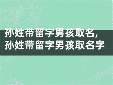 孙姓带留字男孩取名,孙姓带留字男孩取名字