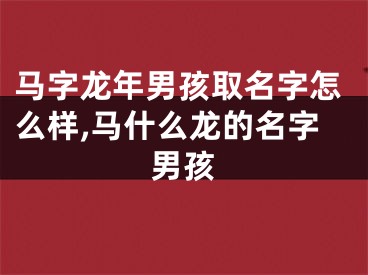 马字龙年男孩取名字怎么样,马什么龙的名字男孩