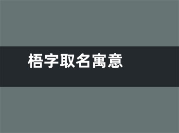  梧字取名寓意 