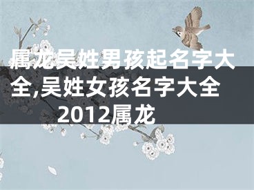 属龙吴姓男孩起名字大全,吴姓女孩名字大全2012属龙