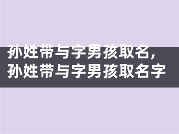 孙姓带与字男孩取名,孙姓带与字男孩取名字