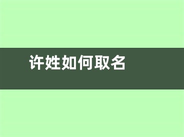  许姓如何取名 