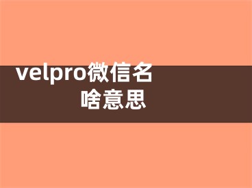  velpro微信名啥意思 