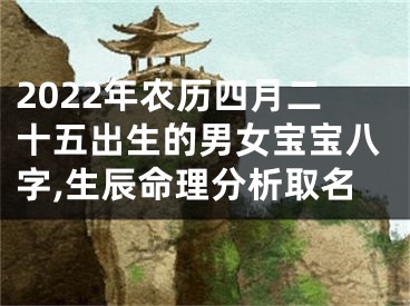 2022年农历四月二十五出生的男女宝宝八字,生辰命理分析取名