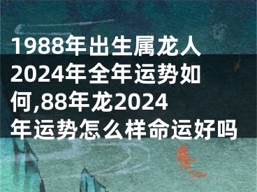 1988年出生属龙人2024年全年运势如何,88年龙2024年运势怎么样命运好吗