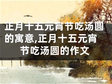 正月十五元宵节吃汤圆的寓意,正月十五元宵节吃汤圆的作文