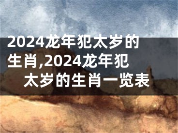 2024龙年犯太岁的生肖,2024龙年犯太岁的生肖一览表