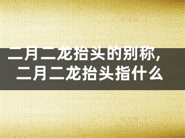 二月二龙抬头的别称,二月二龙抬头指什么