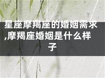 星座摩羯座的婚姻需求,摩羯座婚姻是什么样子