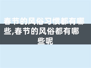 春节的风俗习惯都有哪些,春节的风俗都有哪些呢