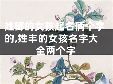 姓酆的女孩起名俩个字的,姓丰的女孩名字大全两个字