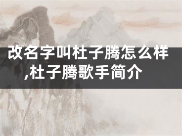 改名字叫杜子腾怎么样,杜子腾歌手简介