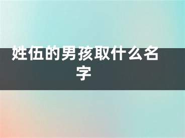  姓伍的男孩取什么名字 