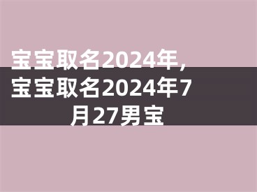 宝宝取名2024年,宝宝取名2024年7月27男宝