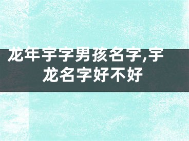 龙年宇字男孩名字,宇龙名字好不好