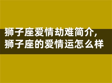 狮子座爱情劫难简介,狮子座的爱情运怎么样