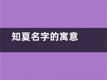  知夏名字的寓意 