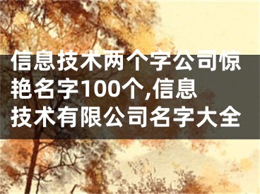 信息技术两个字公司惊艳名字100个,信息技术有限公司名字大全