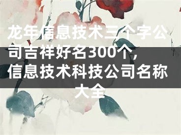 龙年信息技术三个字公司吉祥好名300个,信息技术科技公司名称大全