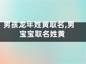 男孩龙年姓黄取名,男宝宝取名姓黄