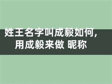 姓王名字叫成毅如何,用成毅来做 昵称