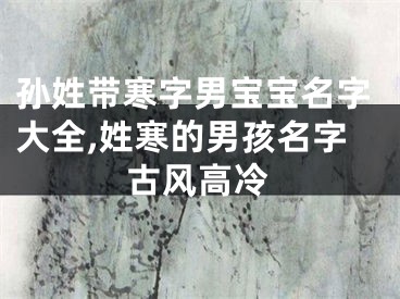 孙姓带寒字男宝宝名字大全,姓寒的男孩名字古风高冷