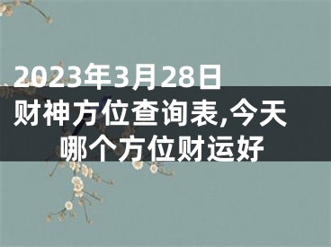 2023年3月28日财神方位查询表,今天哪个方位财运好