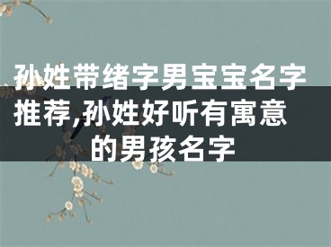 孙姓带绪字男宝宝名字推荐,孙姓好听有寓意的男孩名字