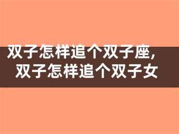 双子怎样追个双子座,双子怎样追个双子女