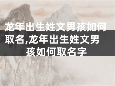 龙年出生姓文男孩如何取名,龙年出生姓文男孩如何取名字