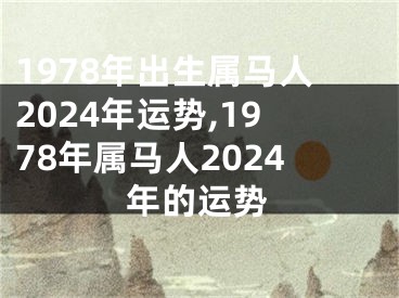 1978年出生属马人2024年运势,1978年属马人2024年的运势