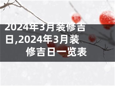 2024年3月装修吉日,2024年3月装修吉日一览表