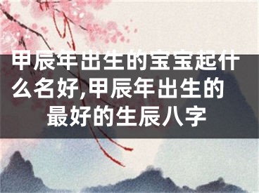 甲辰年出生的宝宝起什么名好,甲辰年出生的最好的生辰八字