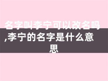 名字叫李宁可以改名吗,李宁的名字是什么意思