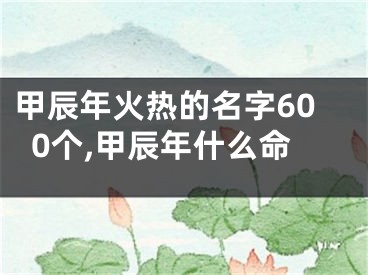 甲辰年火热的名字600个,甲辰年什么命