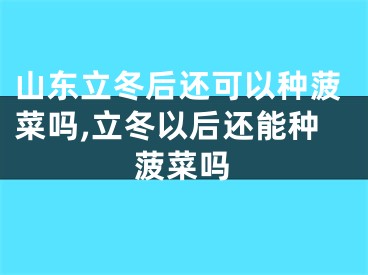 山东立冬后还可以种菠菜吗,立冬以后还能种菠菜吗