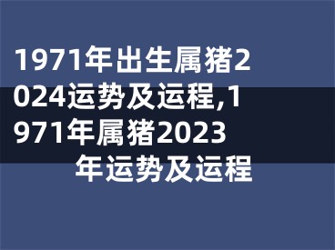 1971年出生属猪2024运势及运程,1971年属猪2023年运势及运程